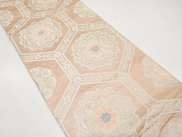 JAPANESE KIMONO / ANTIQUE FUKURO OBI / SILK / WOVEN FLORAL KIKKO